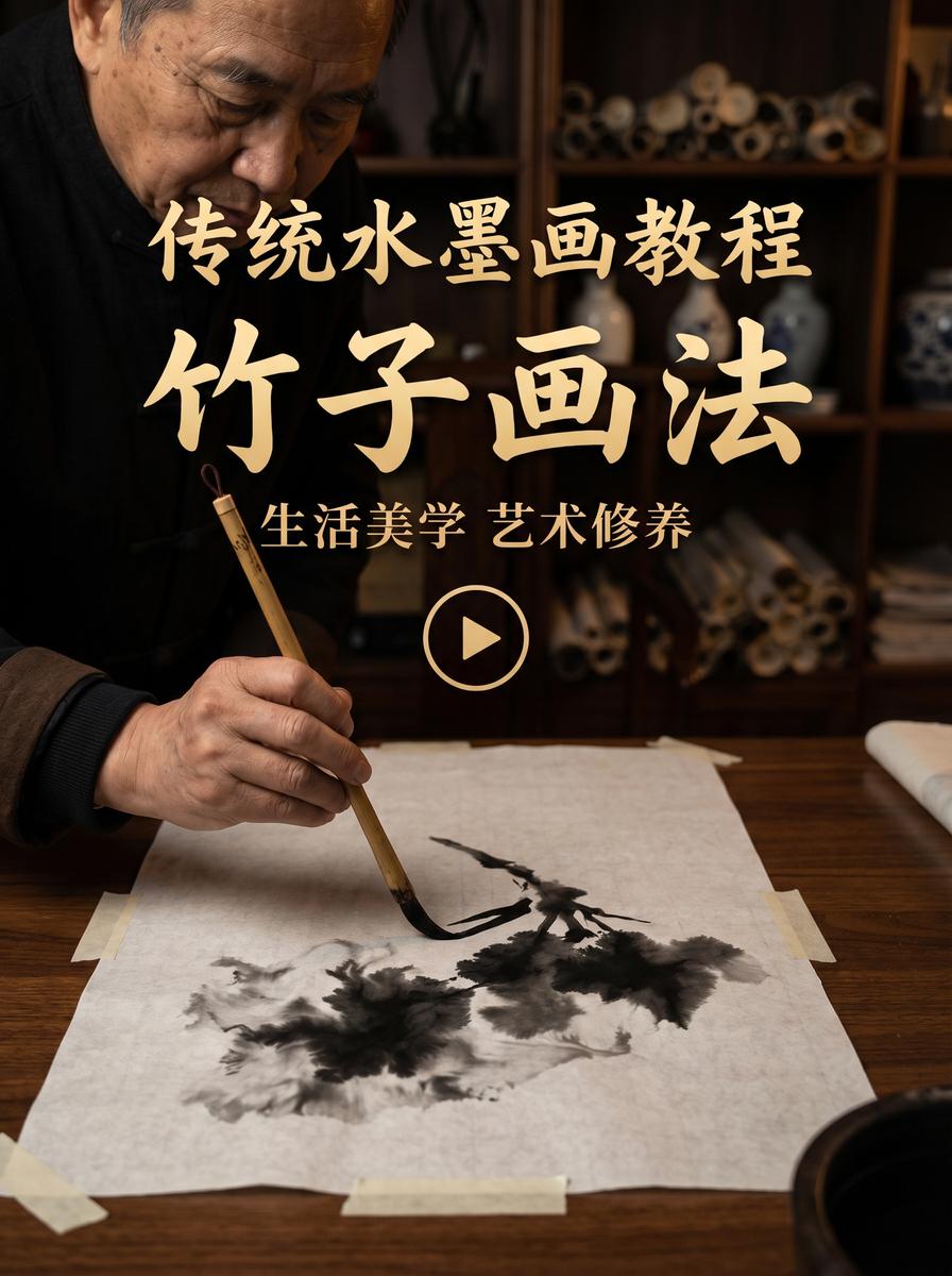 17C 水墨画视频教程：竹子画法入门与笔墨技法 - www.zyrexes.cn